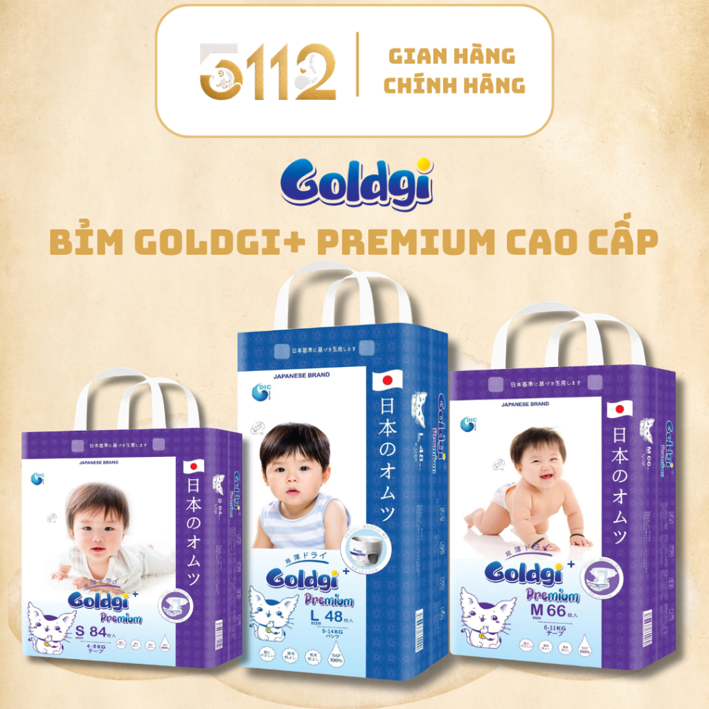 [ Chính Hãng ] Bỉm Goldgi+ Premium cao cấp siêu khô thoáng chống tràn