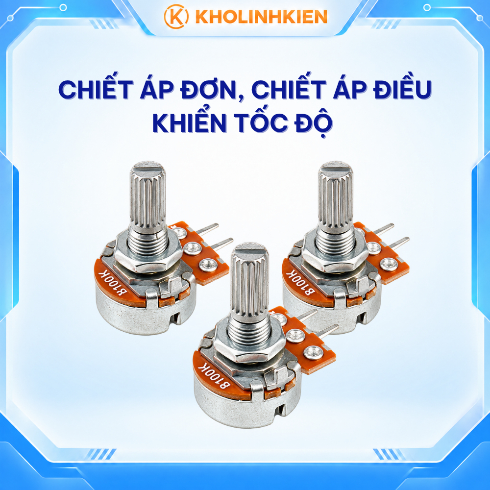 Combo 3 chiếc Chiết áp đơn, chiết áp điều khiển tốc độ B5K B10K B20K b50k b100k Kholinhkien