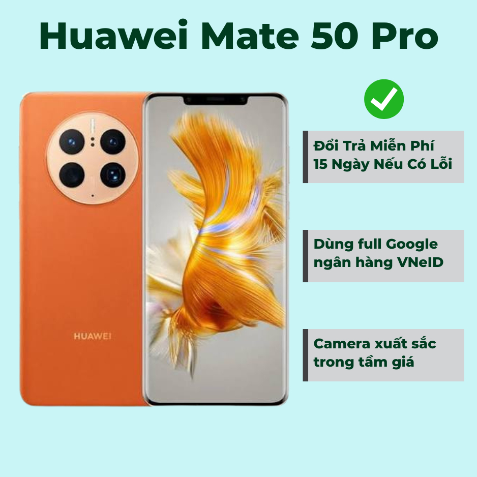 [Máy Cũ]Điện Thoại Huawei Mate 50 Pro Chip Snapdragon 8+ Gen 1 Màn Hình OLED 120Hz