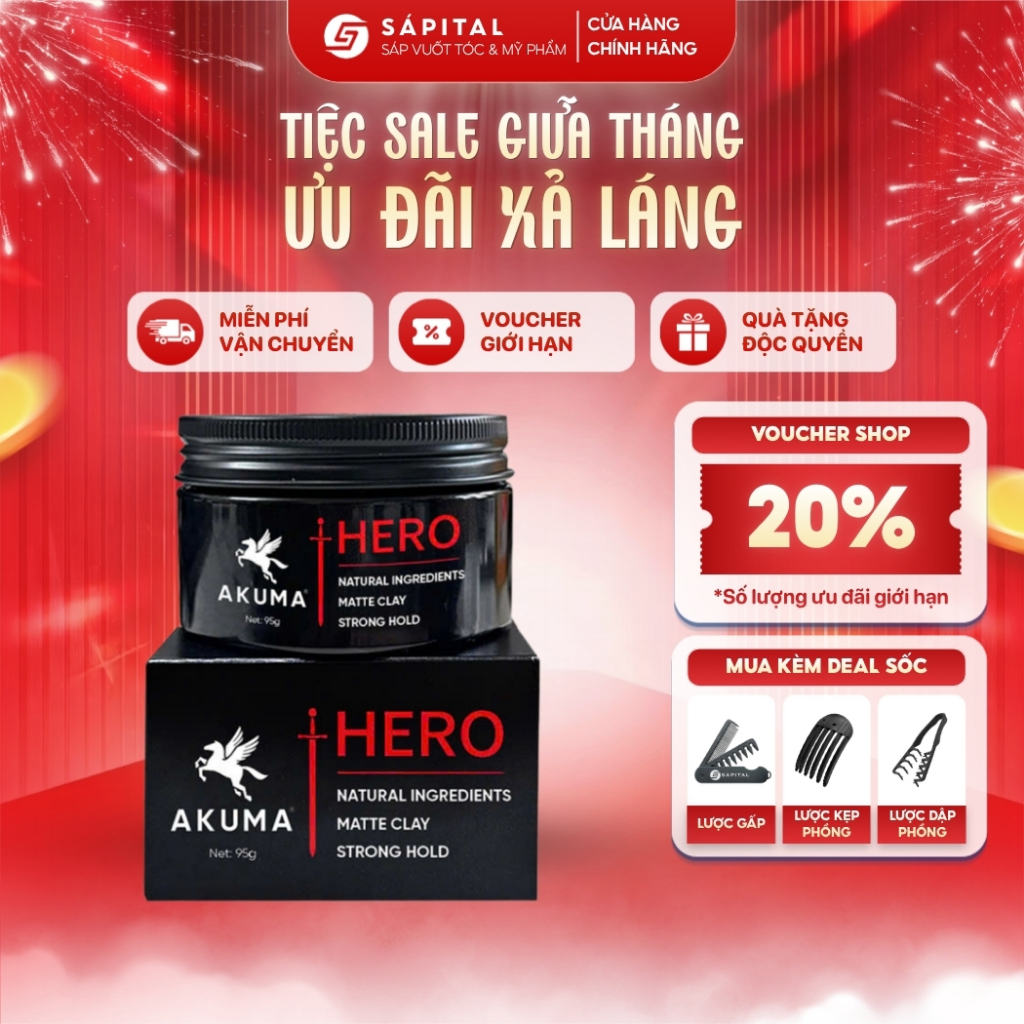 Sáp vuốt tóc Akuma Hero - Sáp vuốt tóc giữ nếp cao, không bóng, phù hợp mọi chất tóc