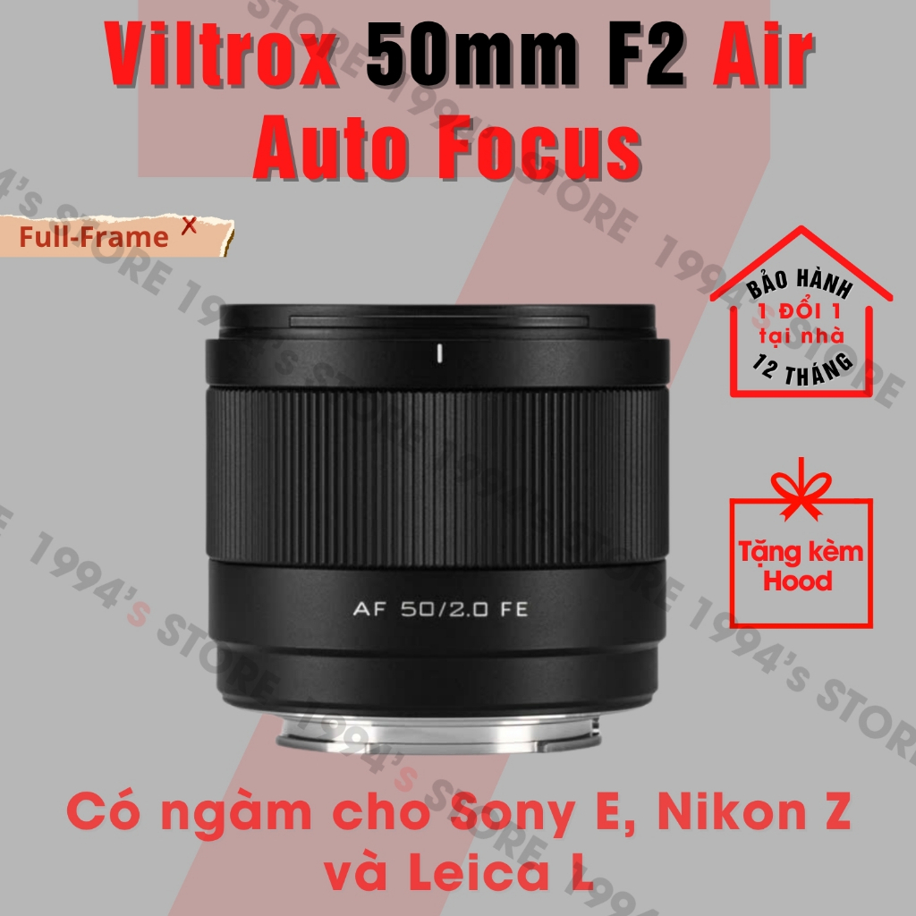 Ống kính Viltrox AF 50mm F2 Air Auto Focus - Lấy nét tự động siêu nhanh cho Full-Frame Sony E/FE, Ni