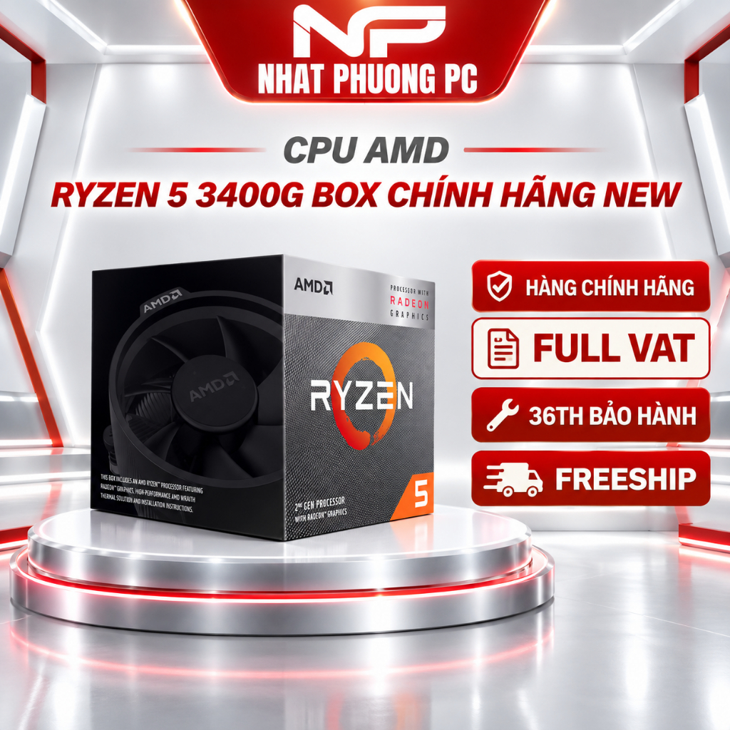 CPU AMD RYZEN 5 3400G BOX CHÍNH HÃNG NEW