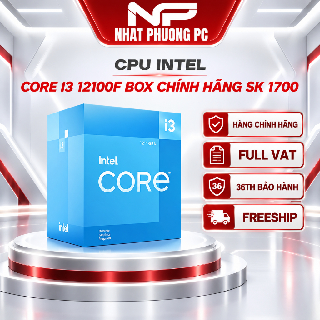 CPU INTEL CORE I3 12100F BOX CHÍNH HÃNG SK 1700 NEW