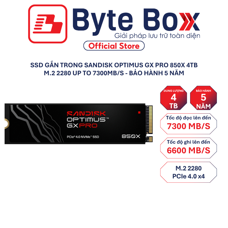SSD gắn trong SANDISK Optimus GX PRO 850X 1TB/2TB/4TB M.2 2280 up to 7300MB/s - Bảo Hành 5 năm