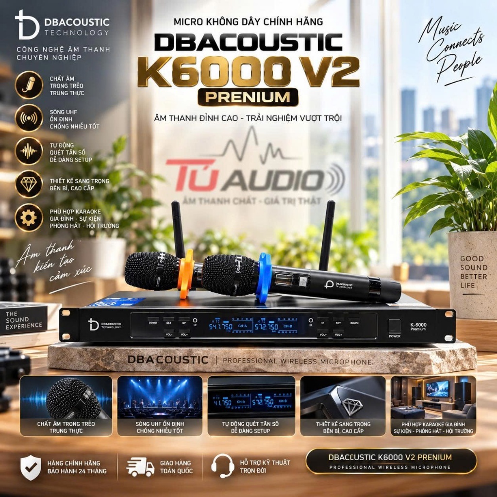 Micro không dây DB Acoustic K6000 V2 Prenium Hàng chính hãng dbacoustic , bảo hành 2 năm