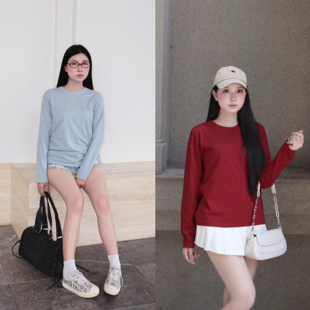 ÁO THUN BABYTEE TAY DÀI TRƠN COTTON MỀM MỊN DỄ PHỐI ĐỒ BST26 Cổ Tròn