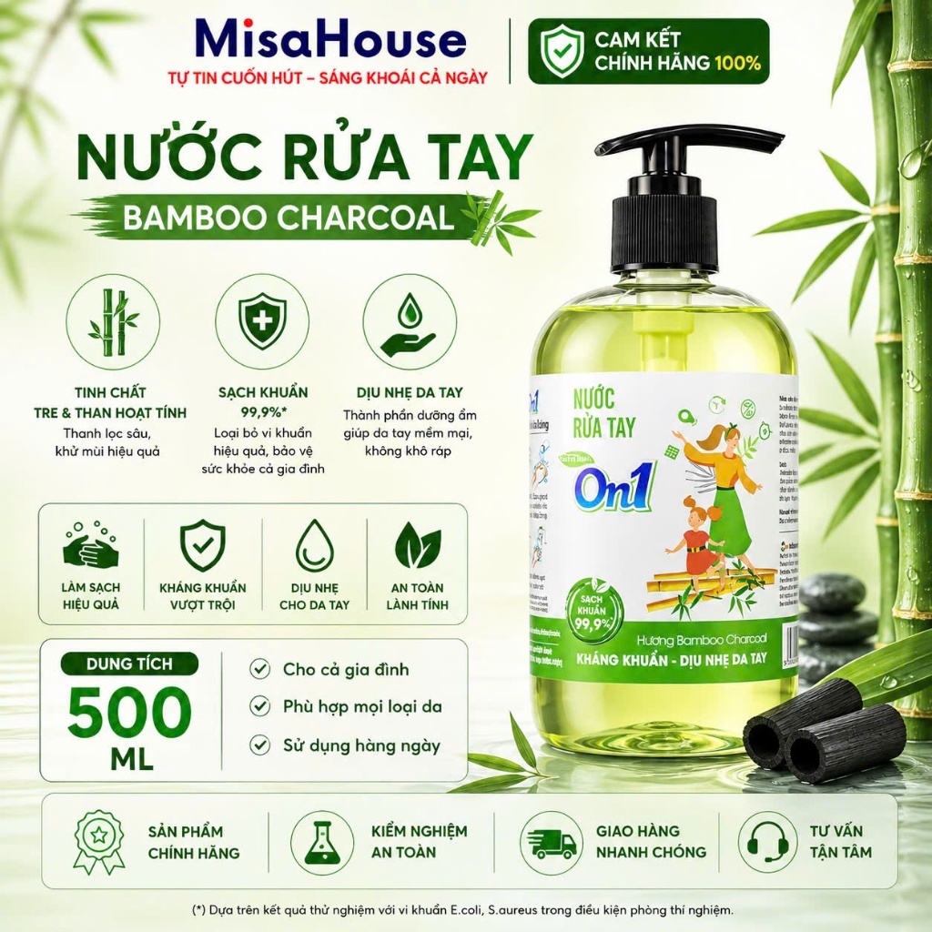 Nước Rửa Tay ON1 Hương Bamboo Kháng Khuẩn Dịu Nhẹ Da Tay