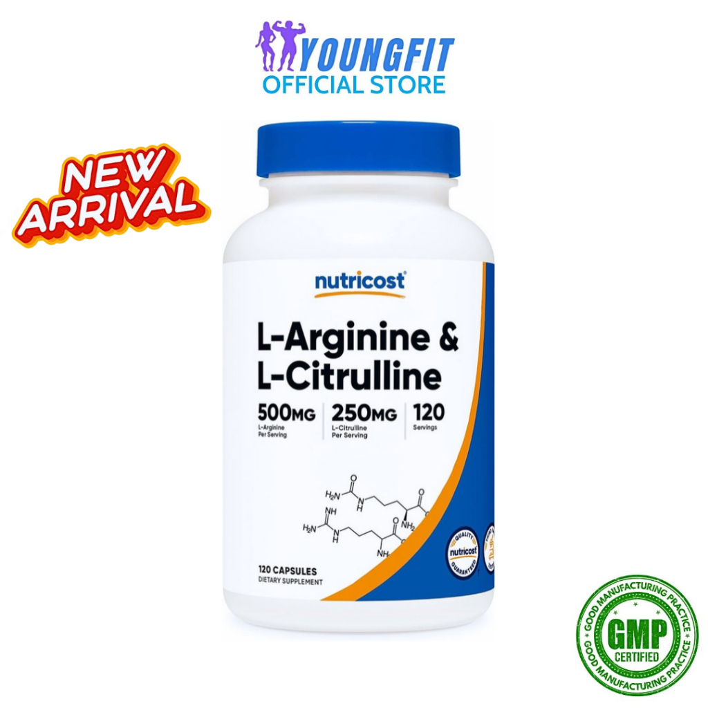 Viên Uống L-Arginine L-Citrulline Nutricost Hỗ Trợ Tim Mạch Cải Thiện Lưu Thông Máu - YoungFit