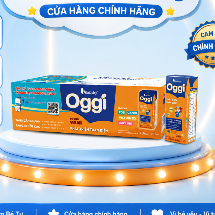 Vitadairy Sữa pha sẵn Oggi Phát triển toàn diện 48 hộp/thùng - Thùng 180ml - 180ml