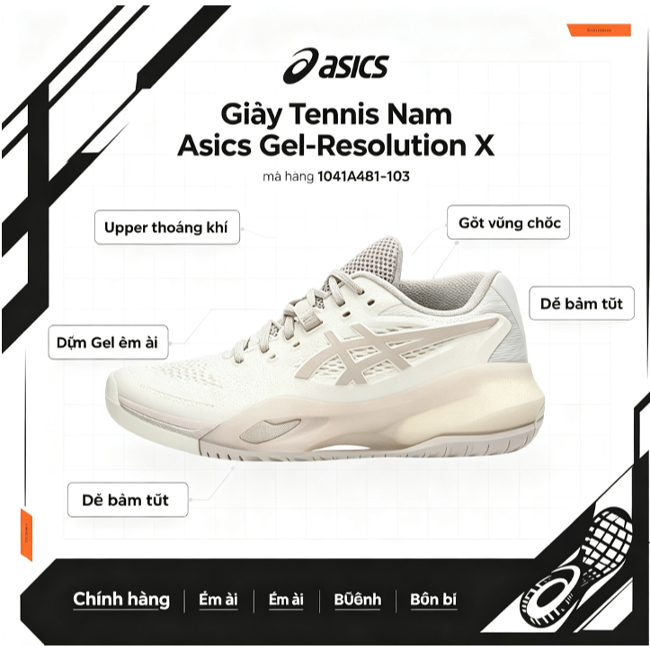 ASICS Gel-Resolution X Giày tennis nam, Greige/Soft Oat