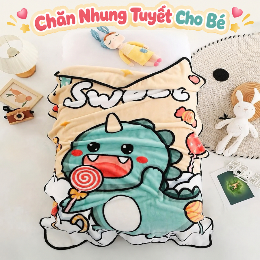 Chăn lụa cho bé Bamboo, Chăn thu đông trẻ em chất vải cao cấp, mềm mịn an toàn cho da em bé