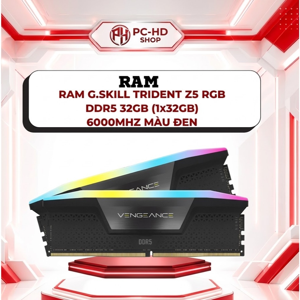 RAM CORSAIR VENGEANCE RGB 32GB (2x16GB) DDR5 bus 6000MHz Black (CMH32GX5M2E6000C36)