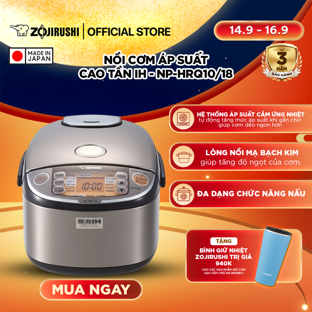 Nồi Cơm Điện Áp Suất Cao Tần Zojirushi Cảm Ứng Nhiệt Vượt Trội, Đa Dạng Chế Độ Nấu, Thiết Kế Cao Cấp