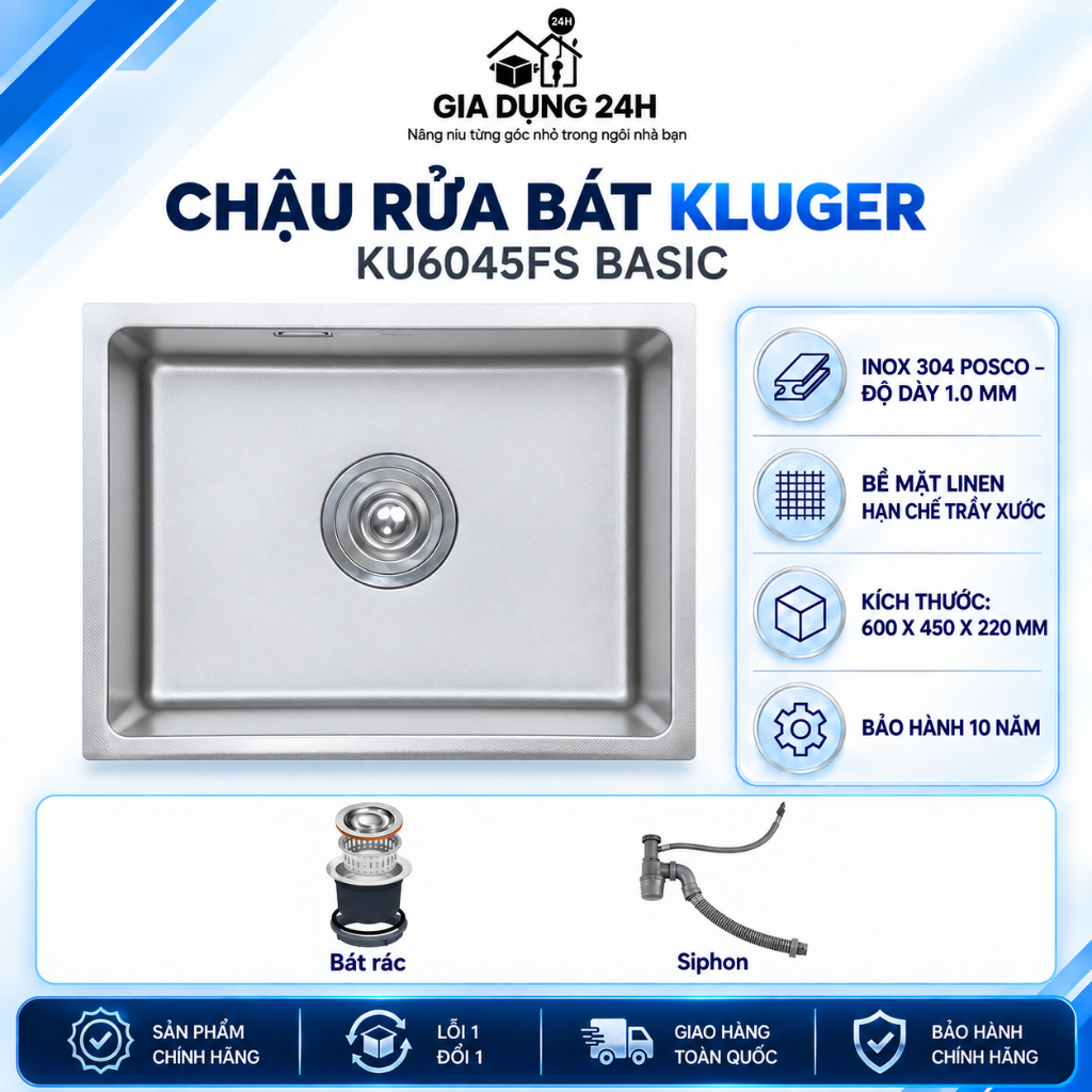 Chậu rửa bát Kluger KU6045FS Basic | Hàng chính hãng