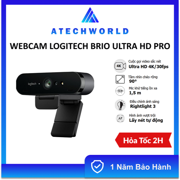 Webcam Logitech Brio 4K Ultra HD 960-001196 - Hàng Chính Hãng - BH 1 Năm - Có Xuất VAT