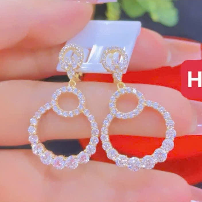 H66 Bông tai hội thiết kế sang trọng trẻ trung  sáng lấp lánh không đen không ri bền màu