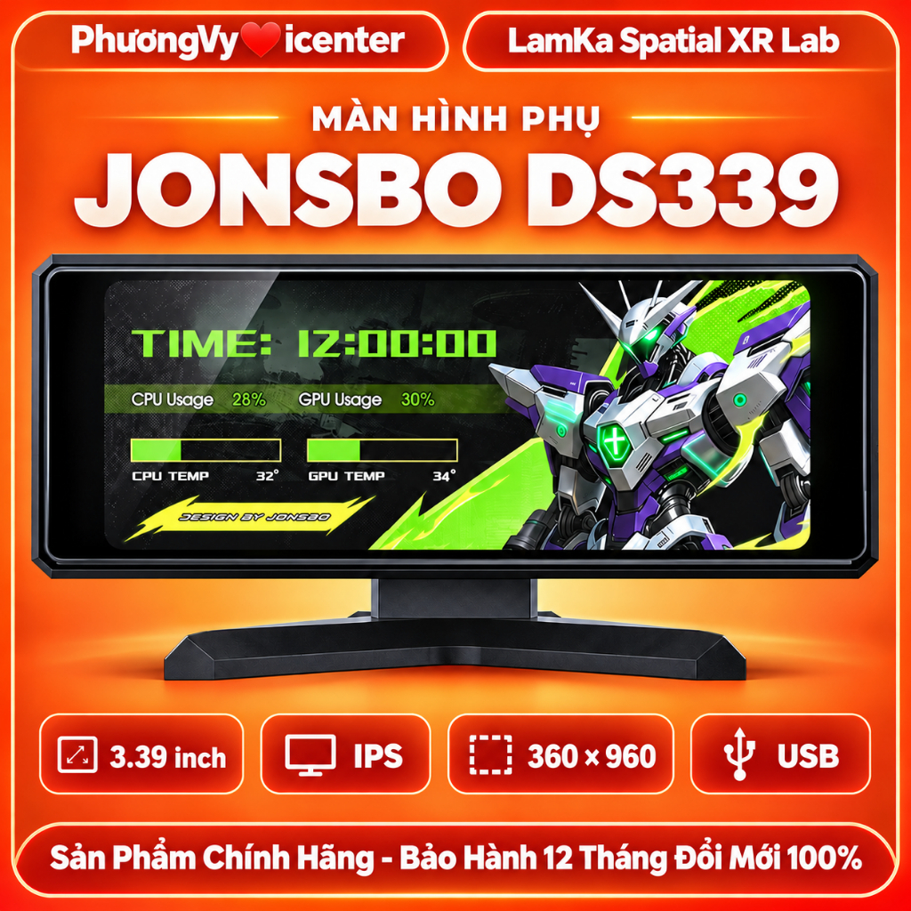 Màn Hình Phụ Case PC JONSBO DS339 - DS916 - Màn Hình Trang Trí PC - Chính Hãng - Full VAT