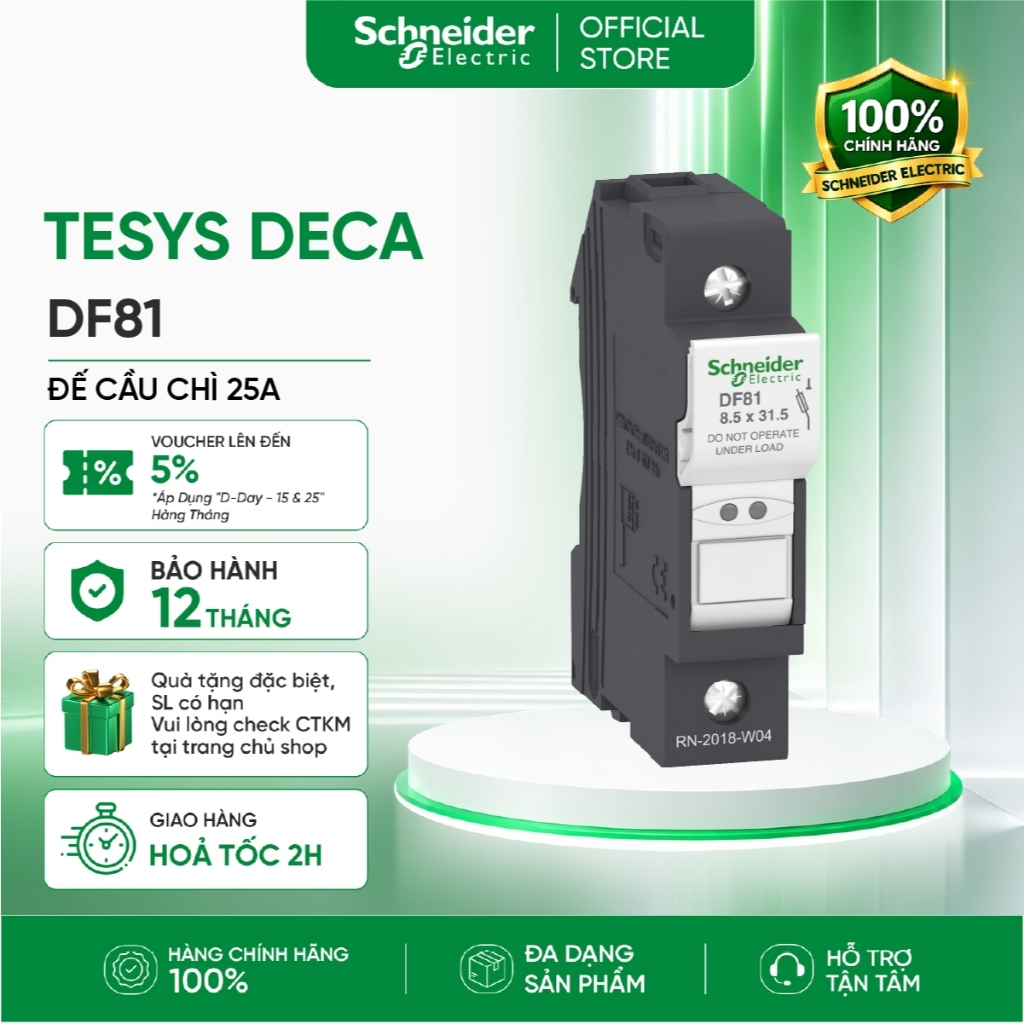 Đế cầu chì 25A 6kV 1P - Schneider Electric - DF81 DF101