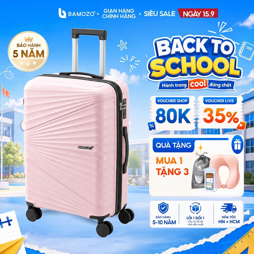 Vali Kéo Du Lịch Bamozo IRIS Size 20/24/28 Chất Liệu Nhựa PP Cao Cấp Siêu Bền Nhẹ_IRIS