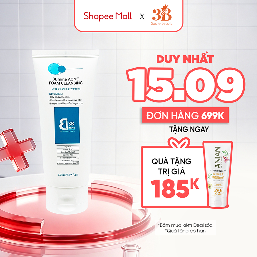 Sữa Rửa Mặt Dành Cho Da Dầu Mụn 3Bmine Acne Foam Cleansing 150ML 3B01