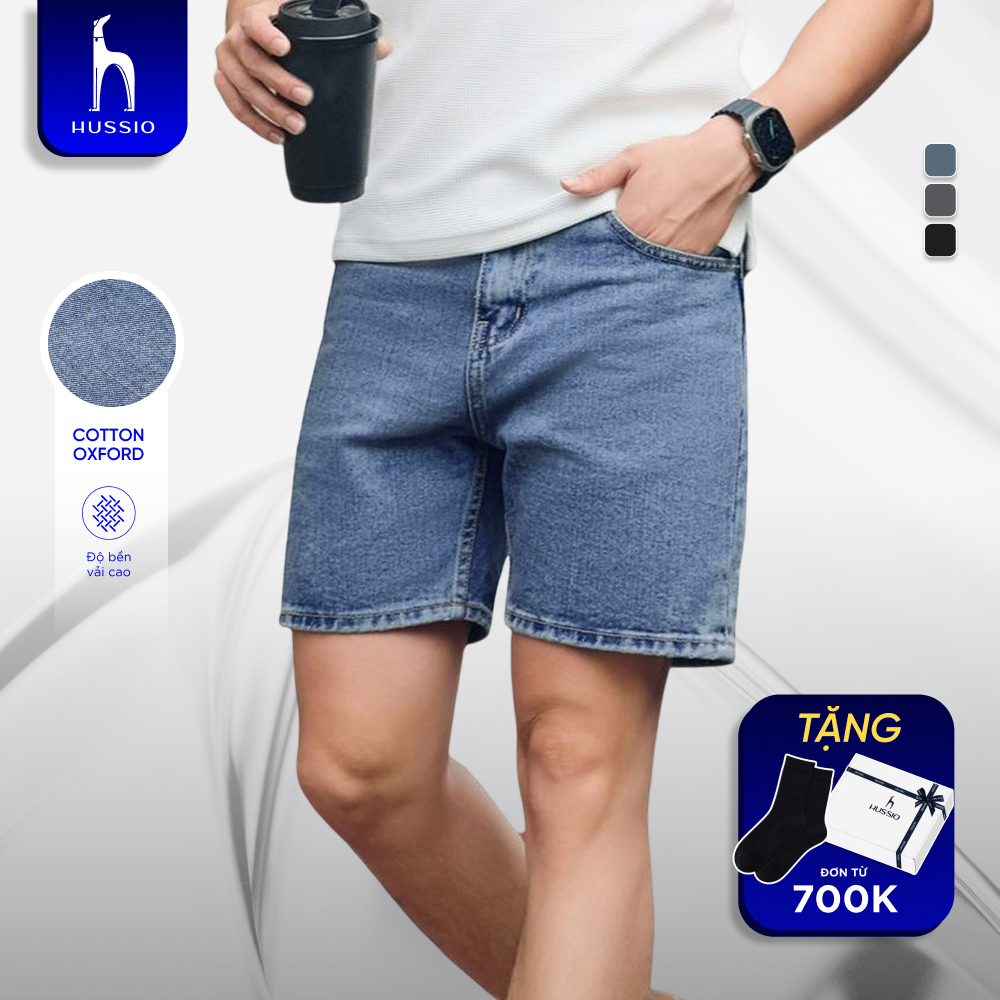 [OUTLET] Quần Short nam BLUE JEAN cao cấp, trẻ trung, lịch lãm, chuẩn form - HUSSIO