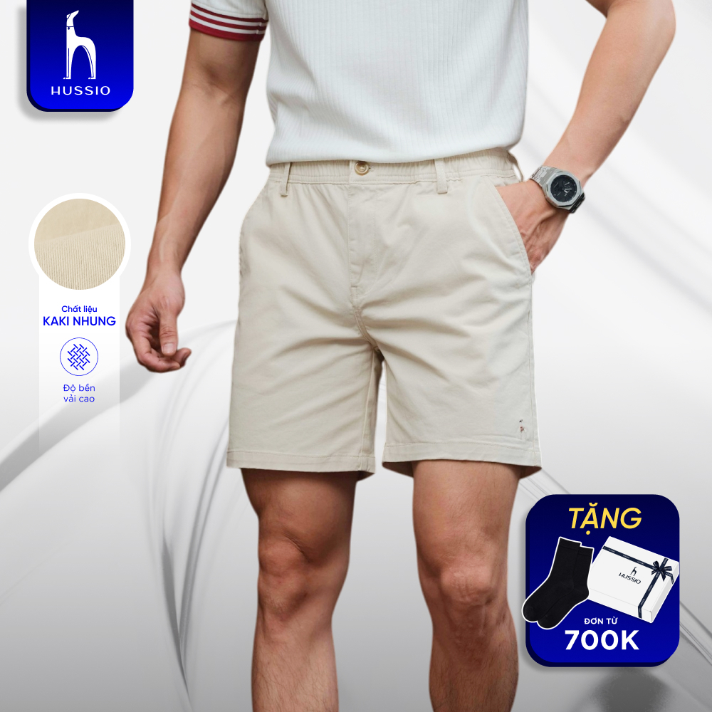 Quần short nam SEASON "BA" vải kaki nhung xuất xịn, co giãn 4 chiều, chuẩn form - HUSSIO