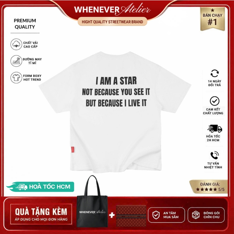 Whenever Atelier | Áo thun Whenever Star Manifesto T-Shirt Form Whenever SS26 Vải Cao Cấp - White