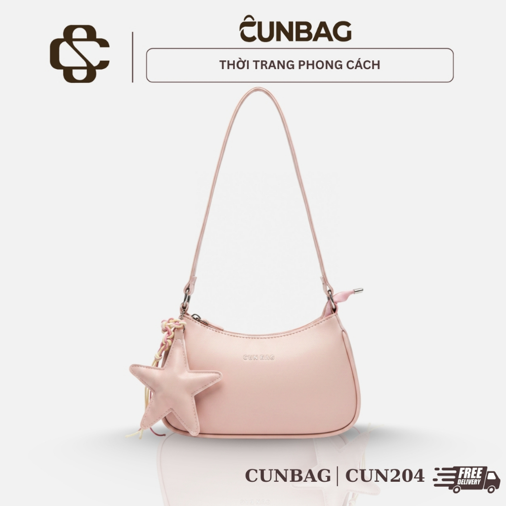 Túi Đeo Vai Nữ Cunbag Hàn Quốc Túi Kẹp Nách Da Bóng Cao Cấp Kèm Charm CUN204