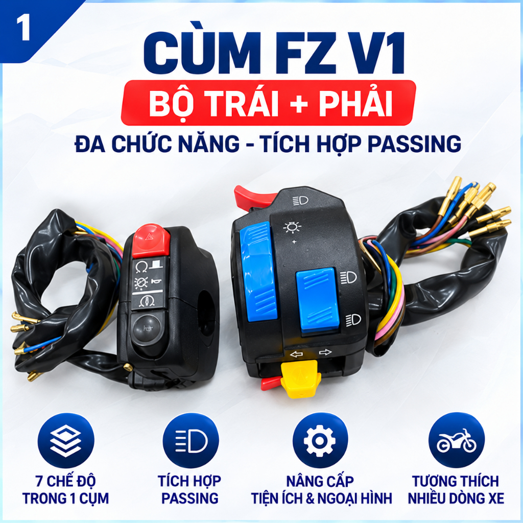 Cùm fz v2 gắn ghi đông xe máy xe điện Xmen 133, thay cùm fz v1, đa chức năng loại 1