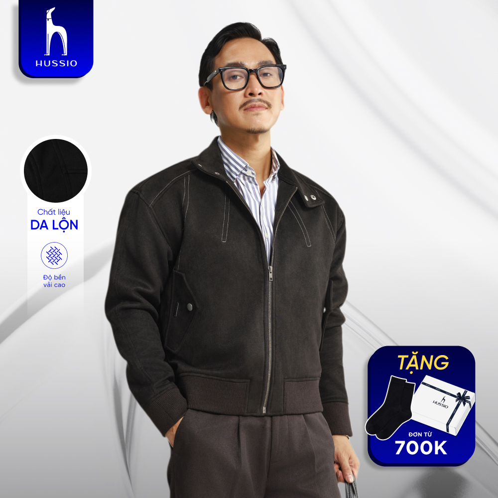 [HUSSIO X HUAVIVAN] Áo khoác Up Body form boxy, chất liệu da lộn cao cấp, chống tia UV không bong tr
