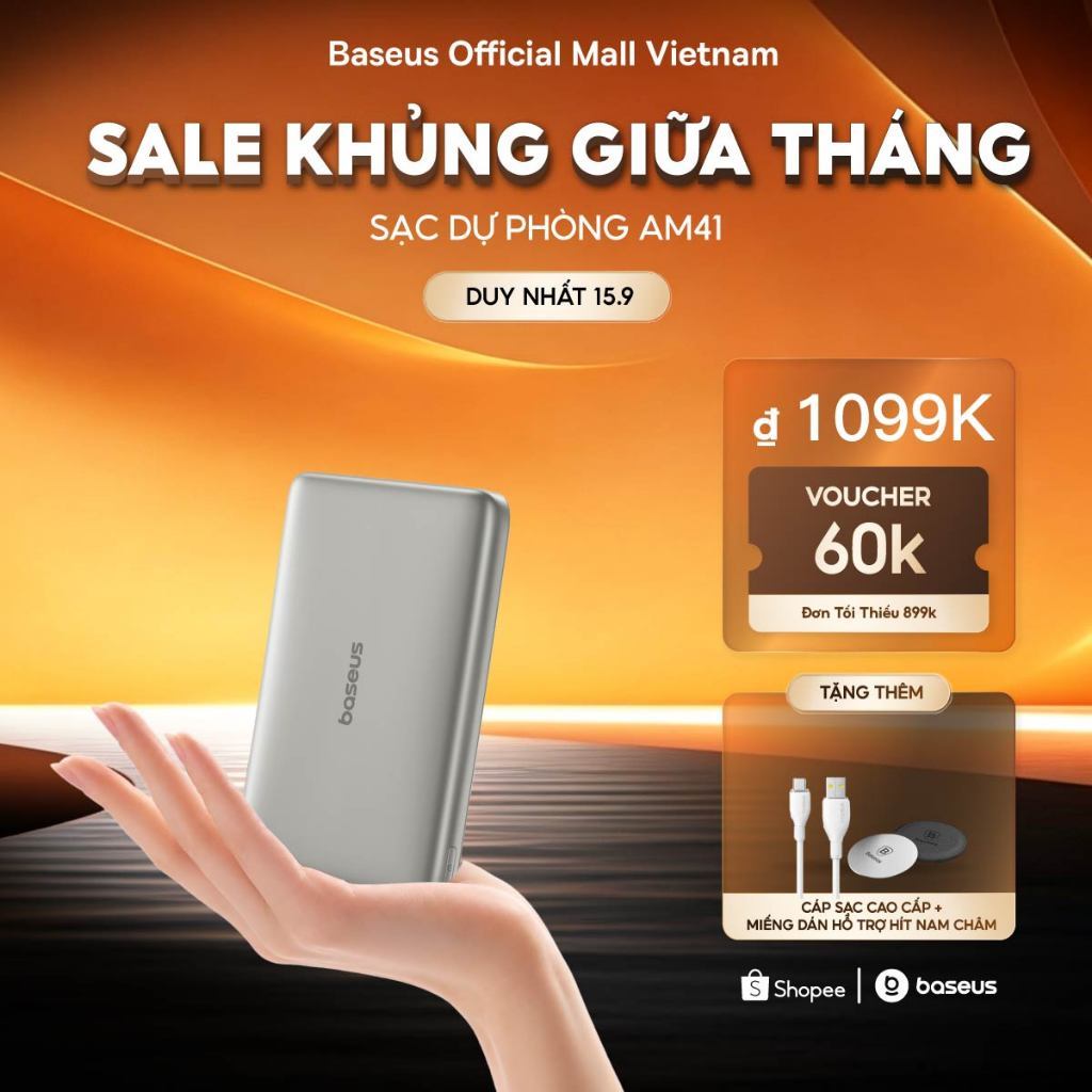 [Sạc Dự Phòng Siêu Mỏng Như Thẻ] Baseus PicoGo AM41 Titan Ultra-Slim Magnetic PowerBank 5000mAh&10000mAh, 20W&27W