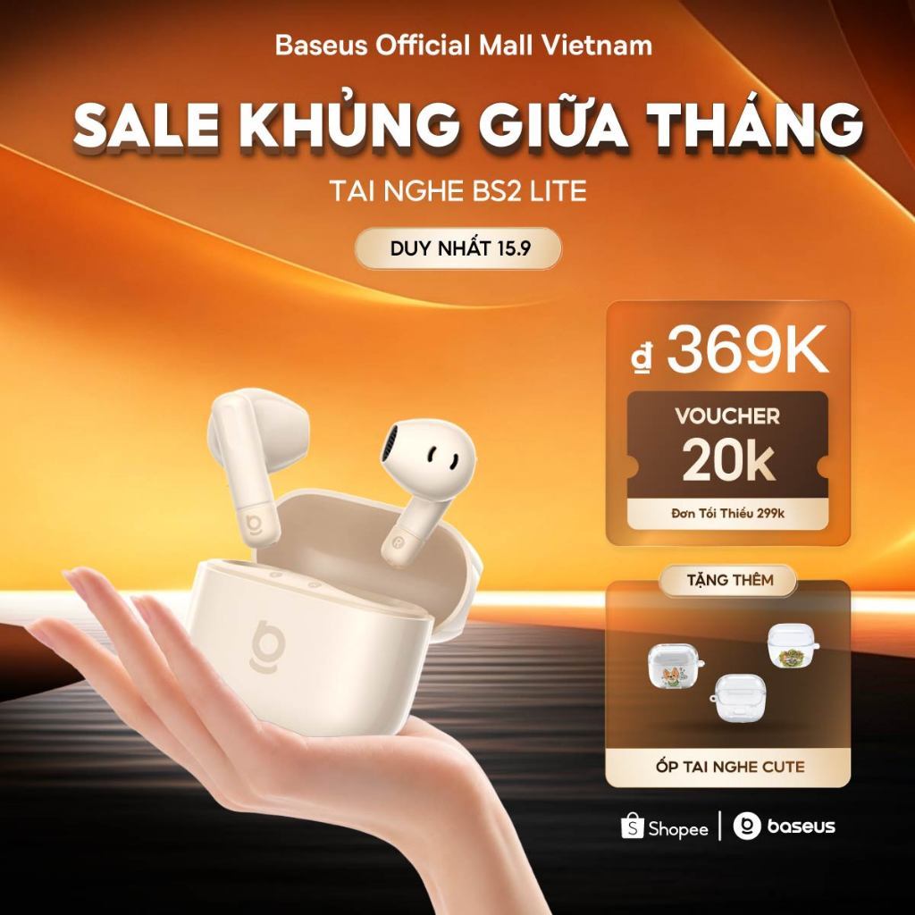 [Giá Sinh Viên - Chọn Là Mê!] Tai Nghe Baseus Bass BS2 Lite Bluetooth 6.0 &2 Mic AI Call Rõ, Nghe Nhạc, Tập Luyện Cực Đã