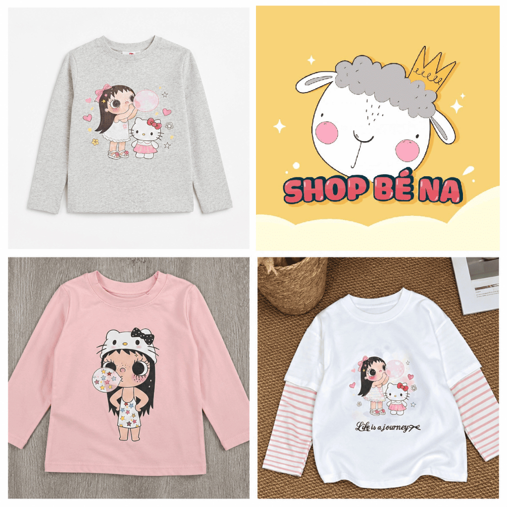 Áo Bé Gái Dài Tay Cotton Hình Cô Bé Đáng Yêu 🎀 - Shop Bé Na -