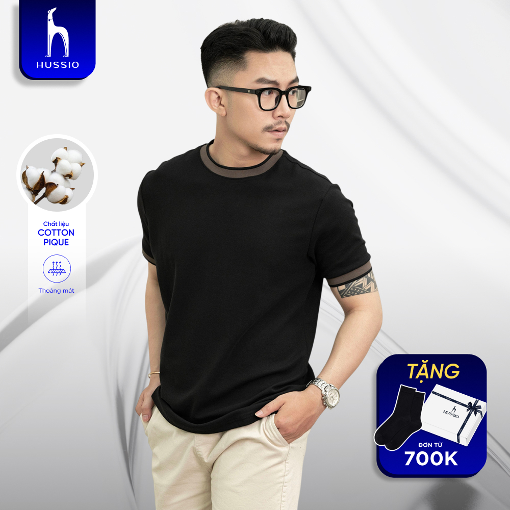 Áo thun nam cổ tròn AUSTIN vải Cotton Pique dày dặn, trẻ trung, năng động - HUSSIO