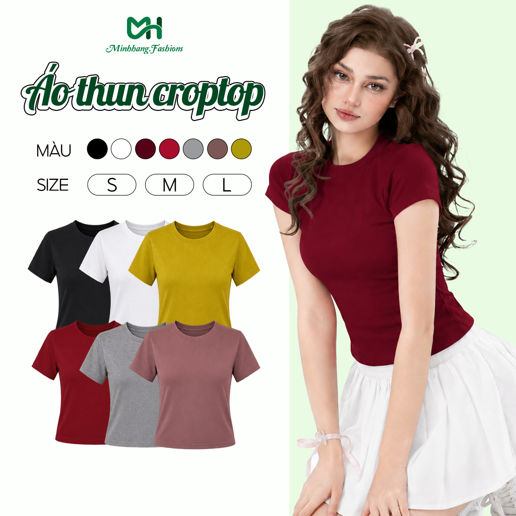 Áo Croptop Nữ Tay Ngắn, Áo Thun Nữ Ôm Dáng Form Gọn, Áo Baby Tee nữ, Áo Thun…