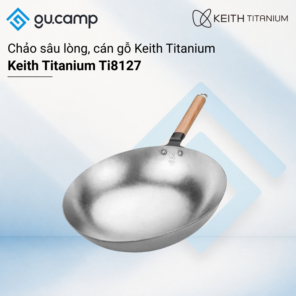 Chảo sâu lòng, cán gỗ Keith Titanium Ti8127