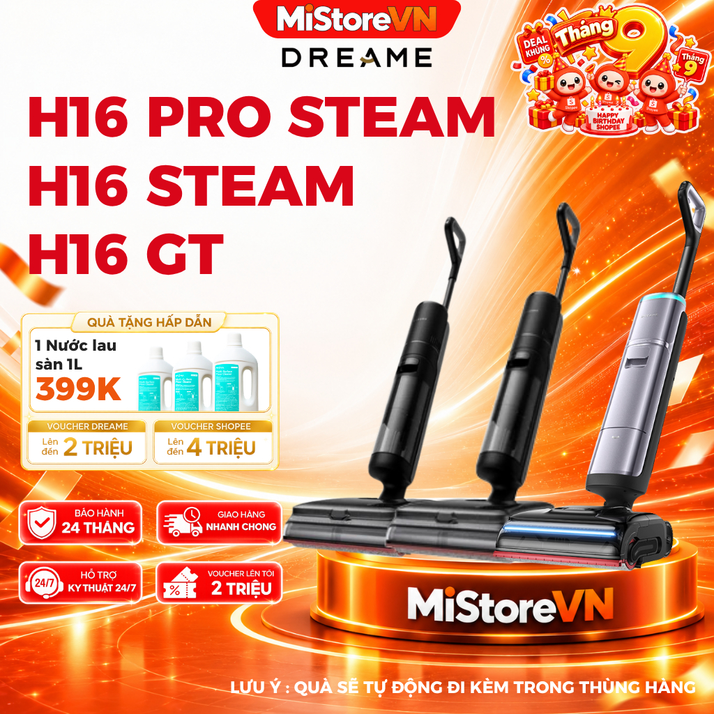 [GIÁ RẺ NHẤT] Dreame H16 Pro Steam/ H16 Steam/ H16 GT | Máy hút bụi lau nhà | Lau Sàn Hơi Nước 200℃
