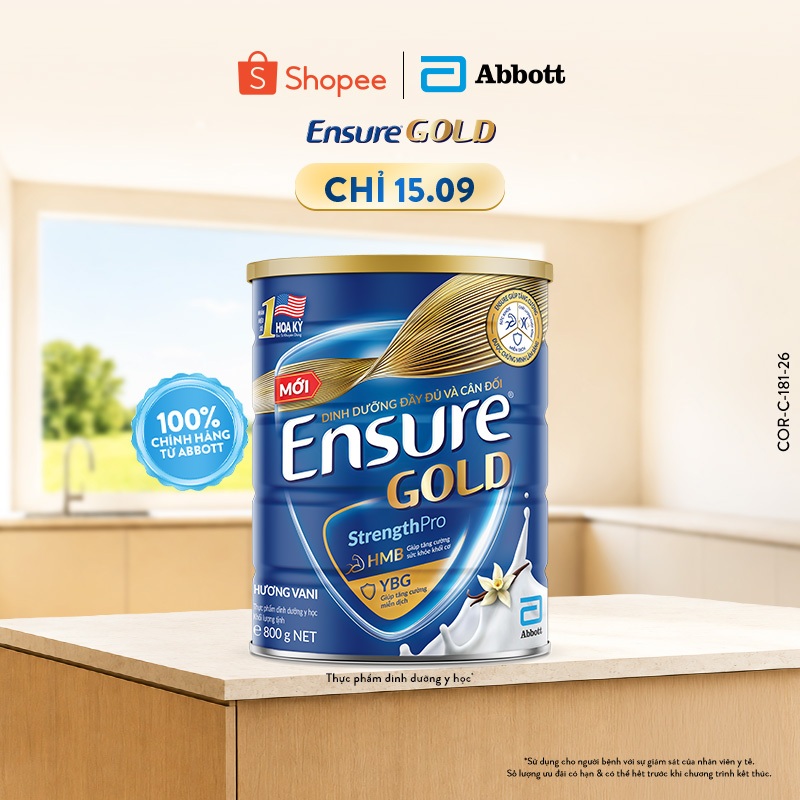 KOL LIVE] Sữa bột Ensure Gold Abbott hương vani 800g