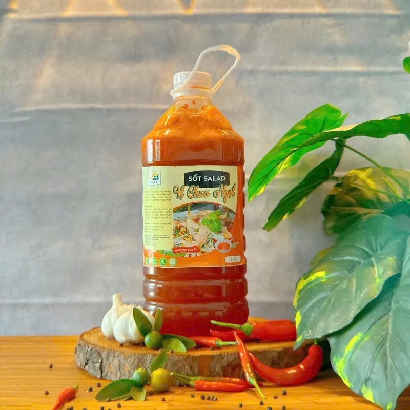 Sốt salad vị chua ngọt VB Foods can 5L chuyên dùng trộn nộm, trộn gỏi (Xốt tiện lợi cho eat clean, h