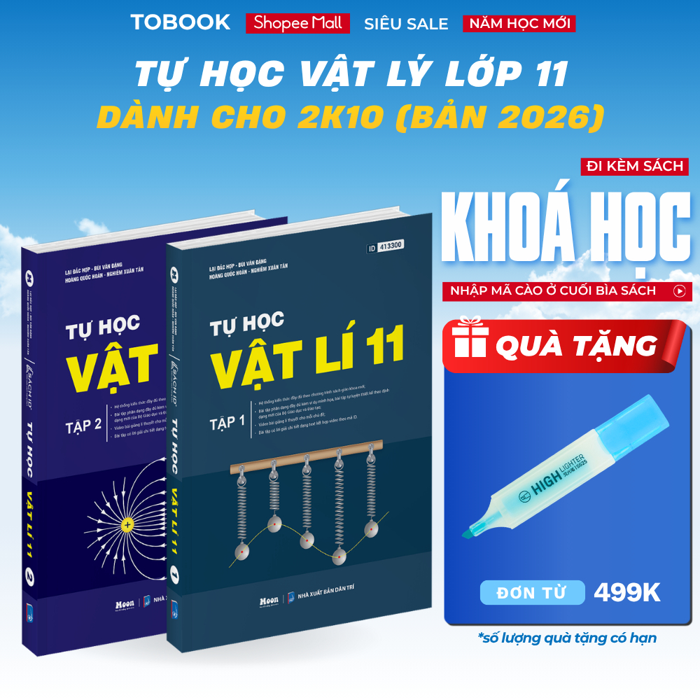 Sách - Tổng Ôn Vật Lý Lớp 11 Moonbook Dành Cho Học Sinh Lớp 10 Lên Lớp 11