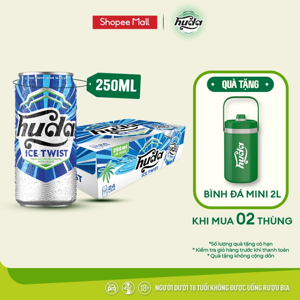 Thùng 24 lon Bia Lager Huda Ice Twist (250ml/lon) - Độ cồn 4.2%