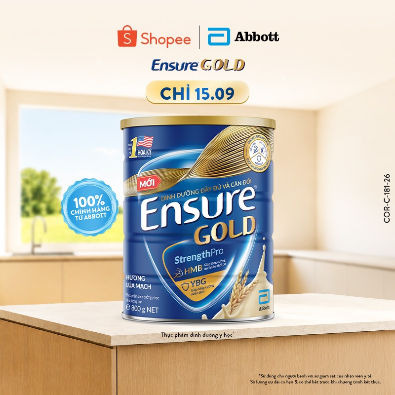 Sữa bột Ensure Gold Abbott hương lúa mạch 800g