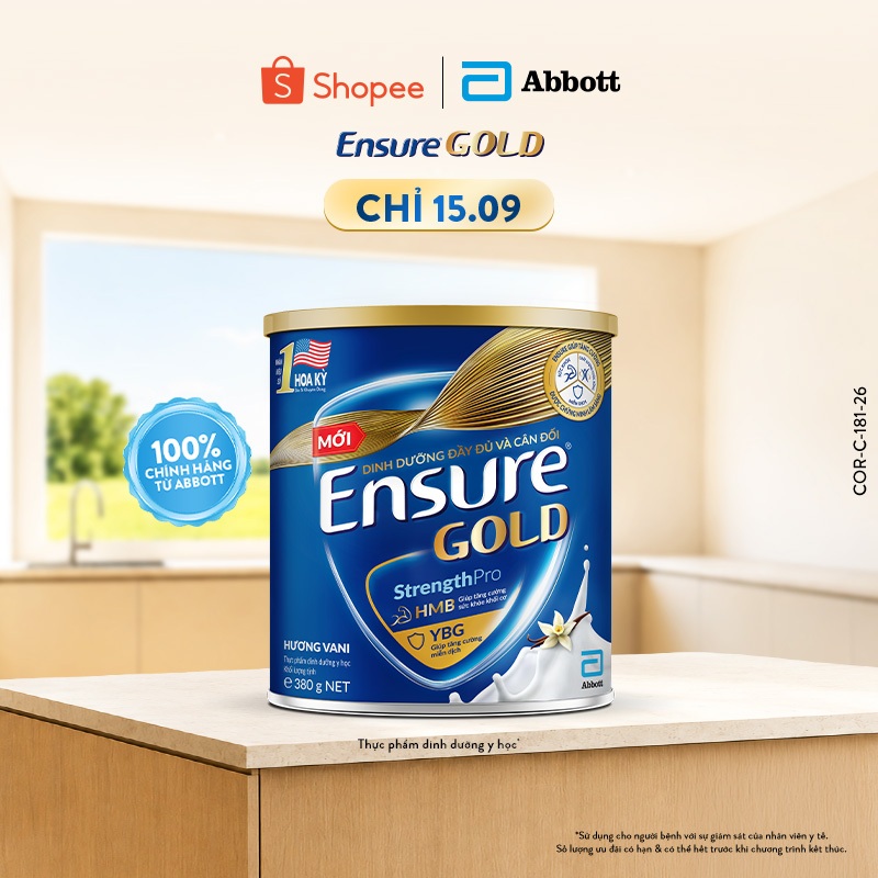 Sữa bột Ensure Gold Abbott hương vani 380g
