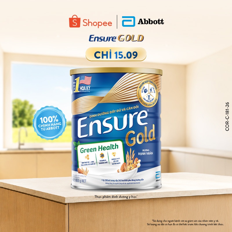 Sữa bột Ensure Gold Green Health 800g