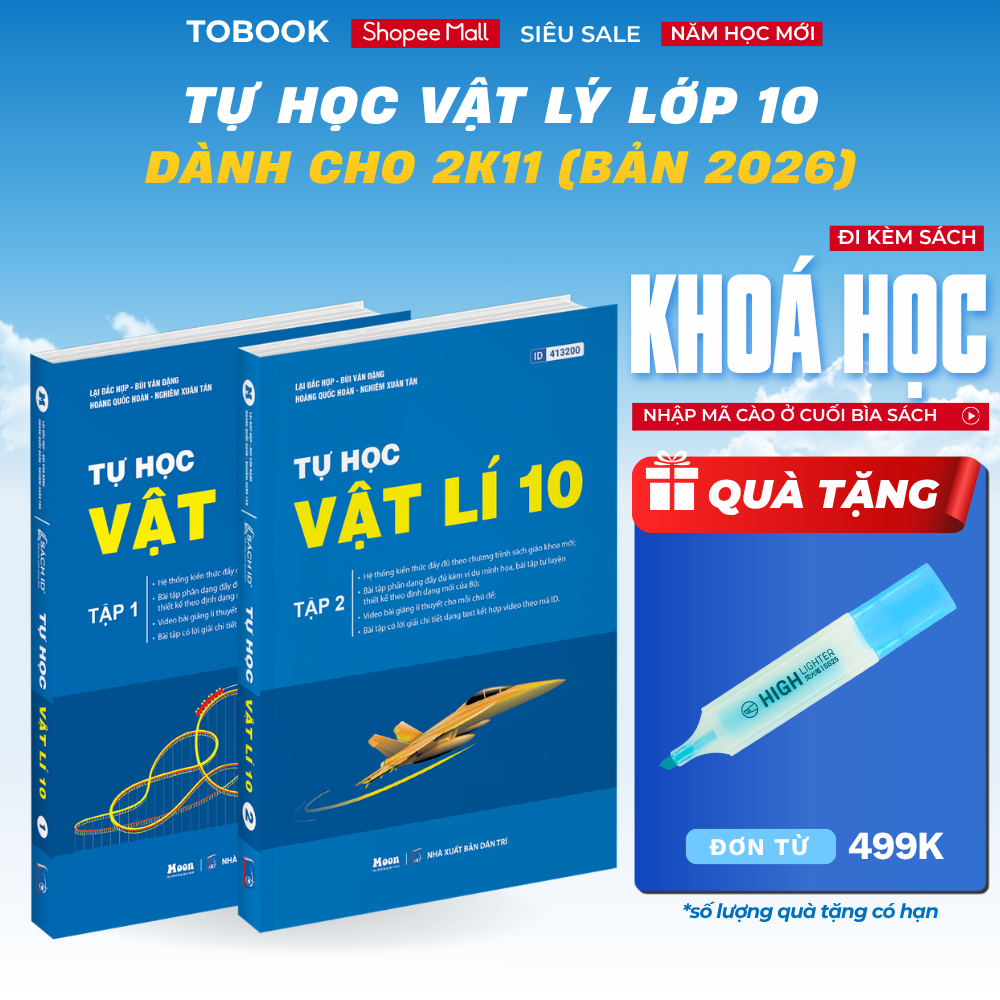 Sách - Tổng Ôn Vật Lý Lớp 10 Moonbook Dành Cho Học Sinh Lớp 9 Lên Lớp 10