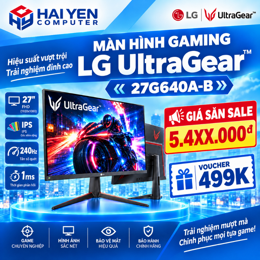 Màn hình Gaming LG UltraGear 27G640A-B 27 inch - 2K/IPS/300HZ/1MS/LOA
