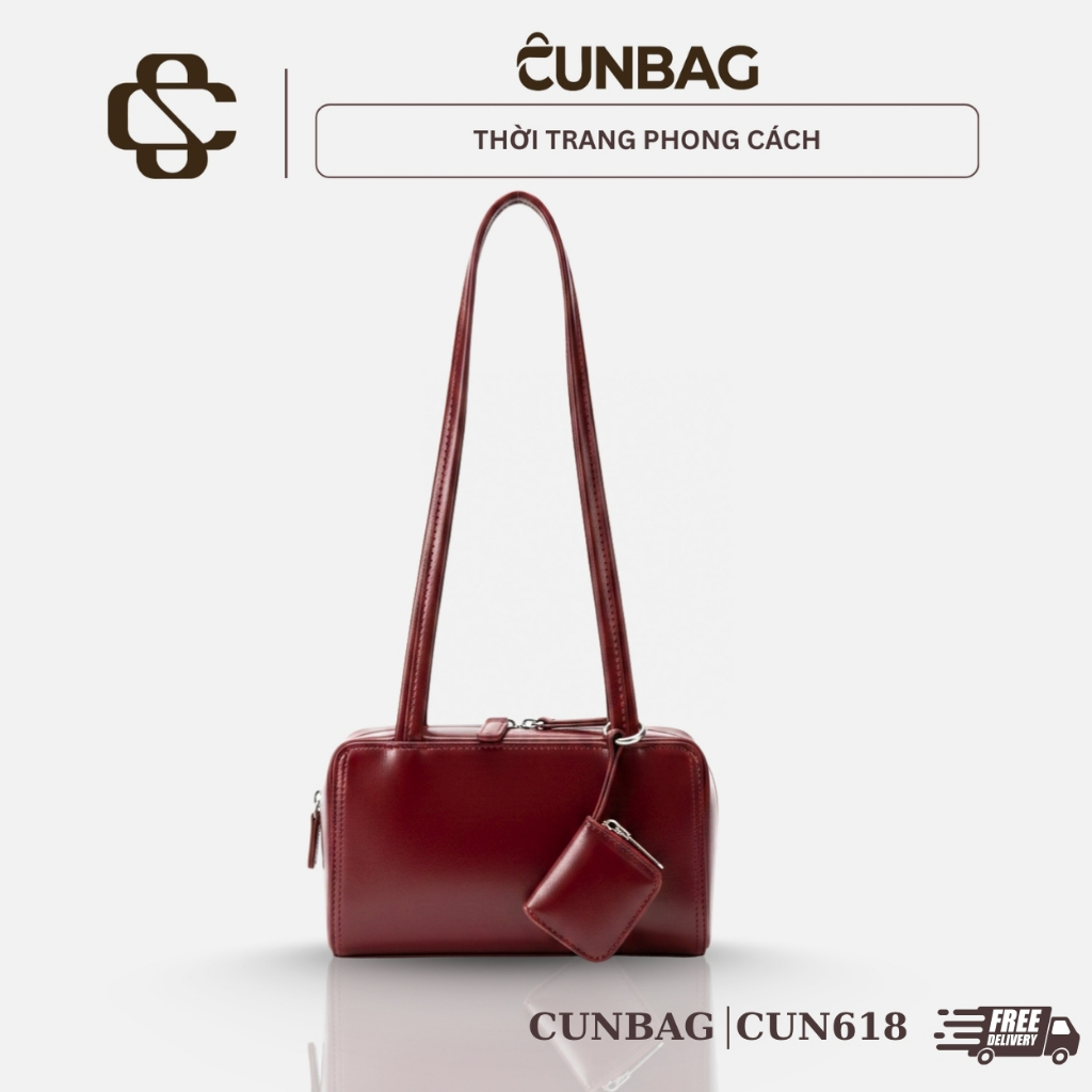 Túi Xách Nữ Cunbag Dáng Hộp Quai Dài Thanh Lịch – Túi Đeo Vai Basic Da PU…