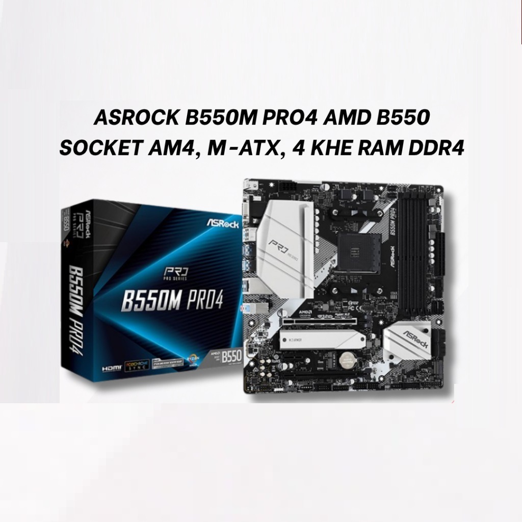 Mainboard Asrock B550M Pro4 (AMD B550/SOCKET AM4/M-ATX/4 KHE RAM DDR4) - BH 36 Tháng HACOM PC