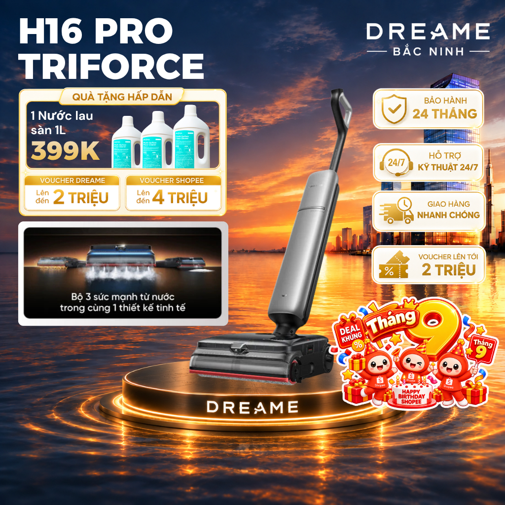 [GIÁ RẺ NHẤT] Dreame H16 Pro Triforce/ H16 Pro Steam | Máy Hút Bụi Lau Nhà | Lực hút 30.000Pa