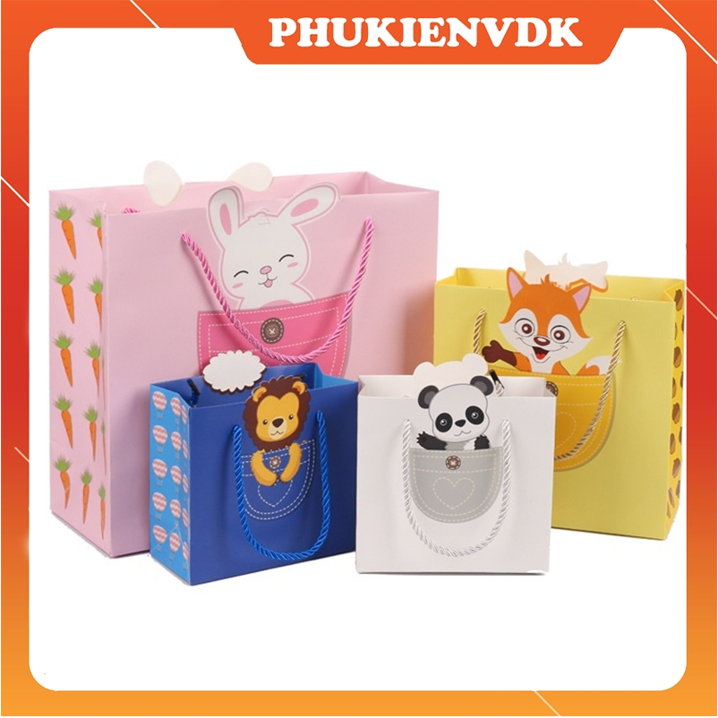 Túi Quà Tặng Túi Giấy Sinh Nhật Hoạt Hình Động Vật Dễ Thương W51